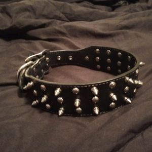 Leather spiked dog collar size large